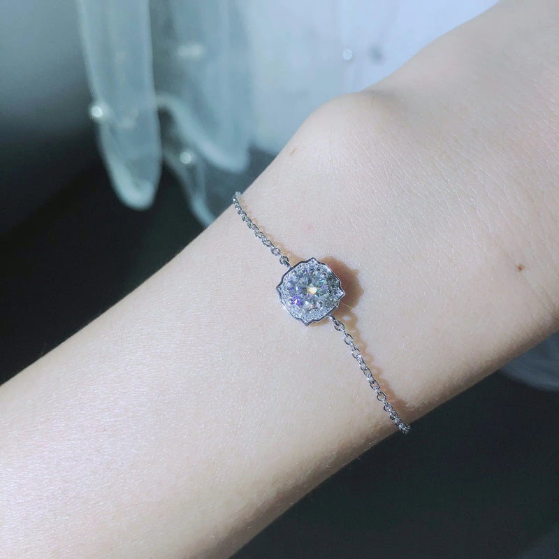 925 Sterling Silver Moissanite Diamond Adjustable Bracelet