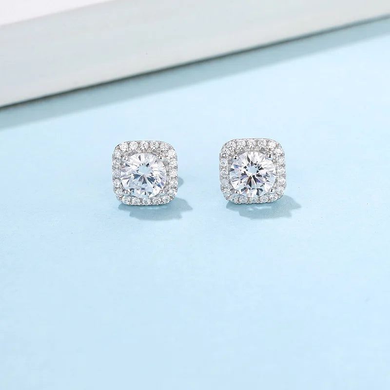 925 Sterling Silver Moissanite Earrings 1.0Ct D Color VVS1