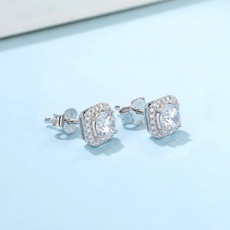 925 Sterling Silver Moissanite Earrings 1.0Ct D Color VVS1