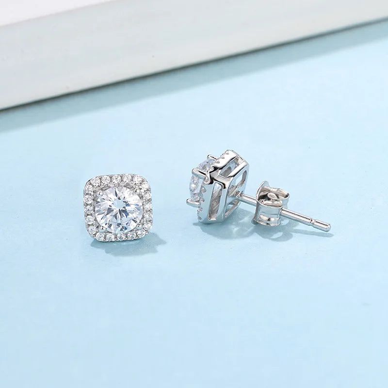 925 Sterling Silver Moissanite Earrings 1.0Ct D Color VVS1