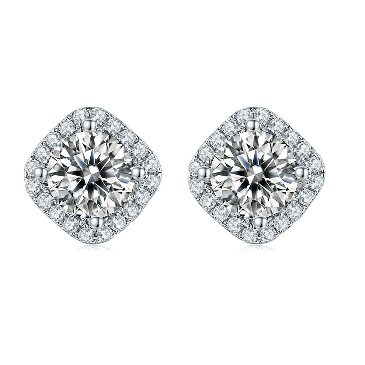 925 Sterling Silver Moissanite Earrings 1.0Ct D Color VVS1