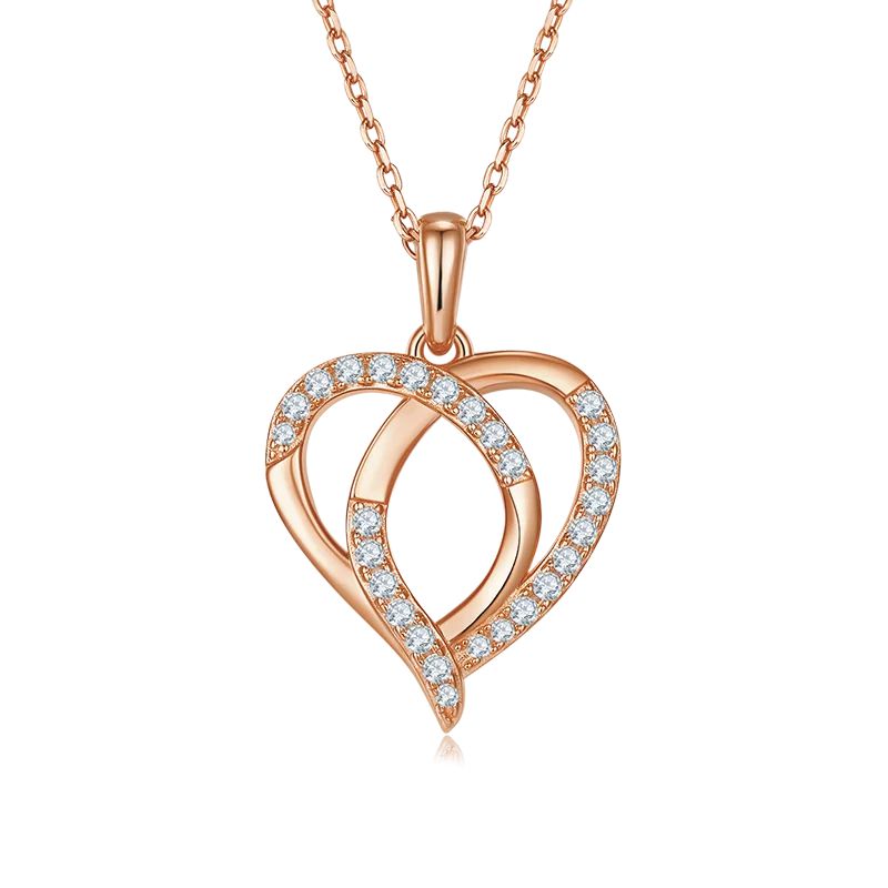 925 Sterling Silver Moissanite Heart Necklace For Her