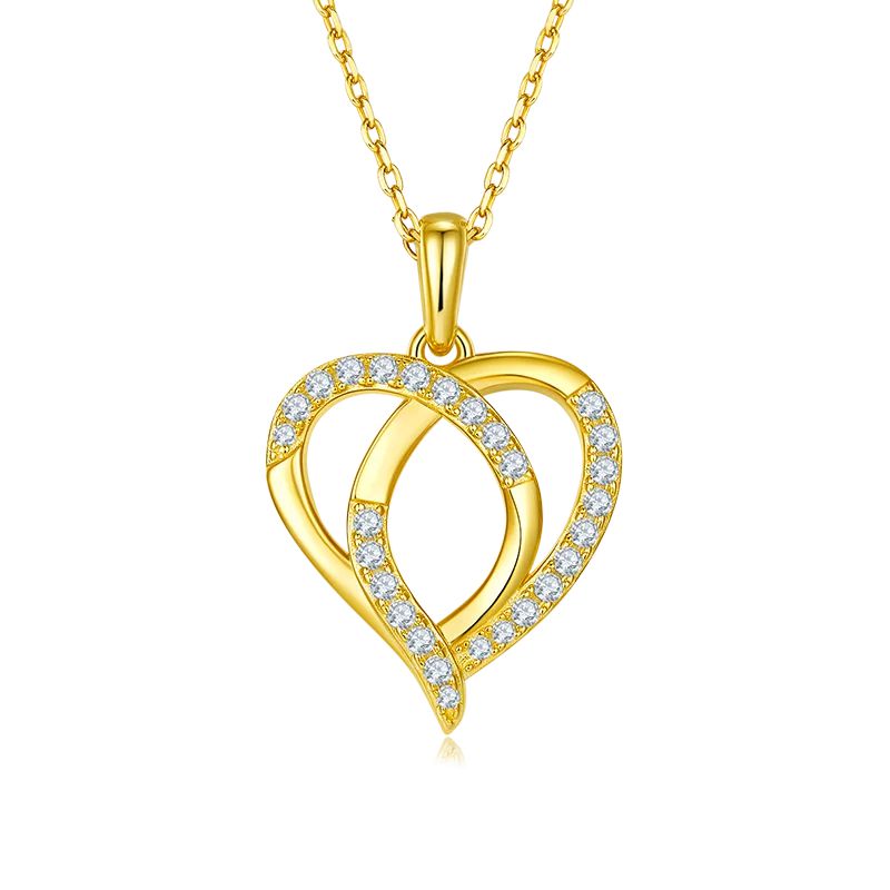 925 Sterling Silver Moissanite Heart Necklace For Her