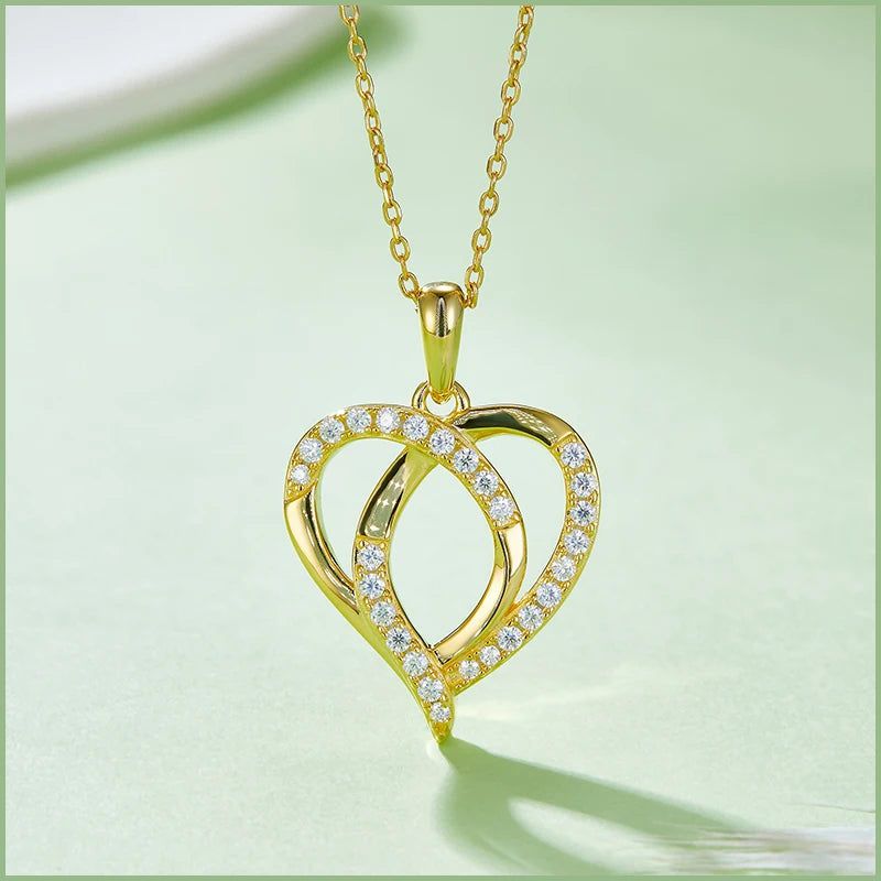 925 Sterling Silver Moissanite Heart Necklace For Her