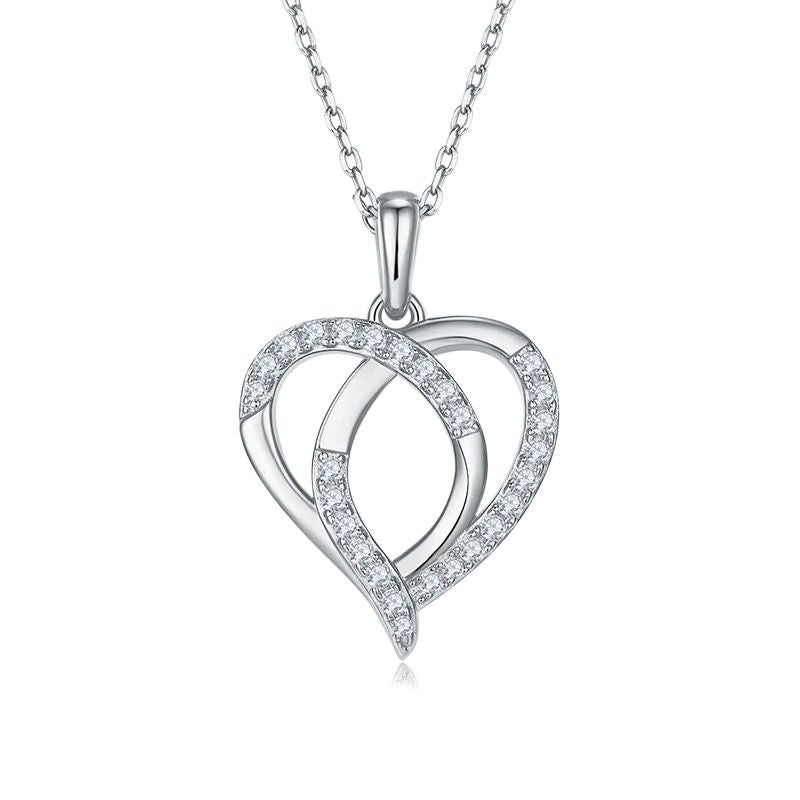 925 Sterling Silver Moissanite Heart Necklace For Her