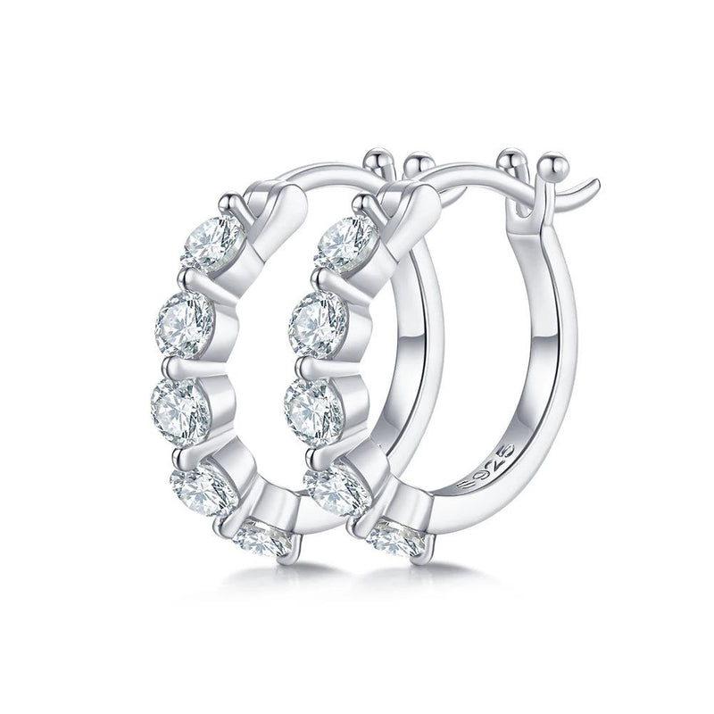 925 Sterling Silver Moissanite Hoop Earrings for Women