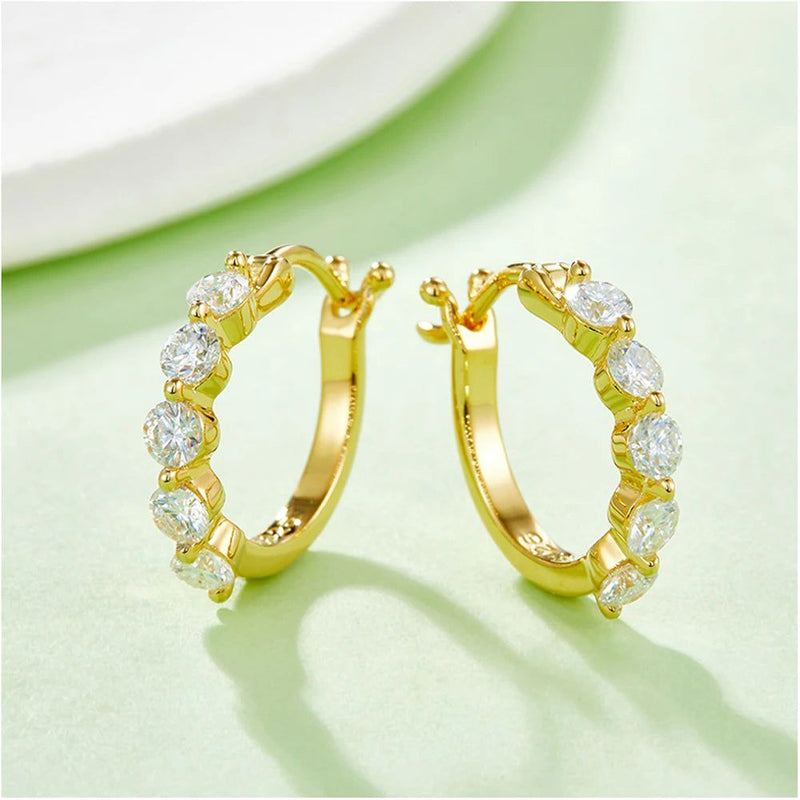 925 Sterling Silver Moissanite Hoop Earrings for Women