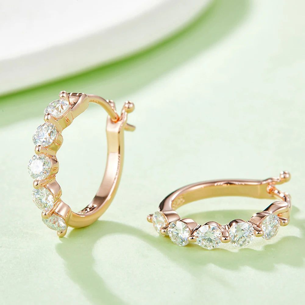 925 Sterling Silver Moissanite Hoop Earrings for Women