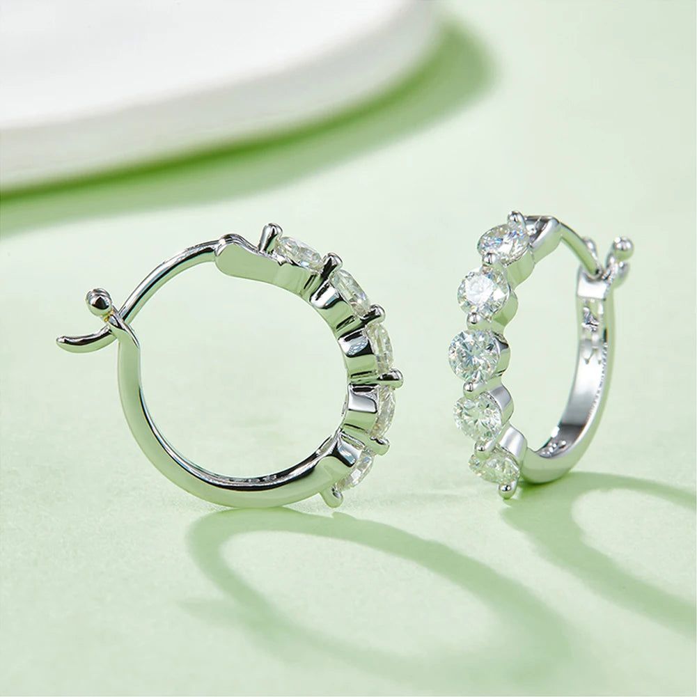 925 Sterling Silver Moissanite Hoop Earrings for Women