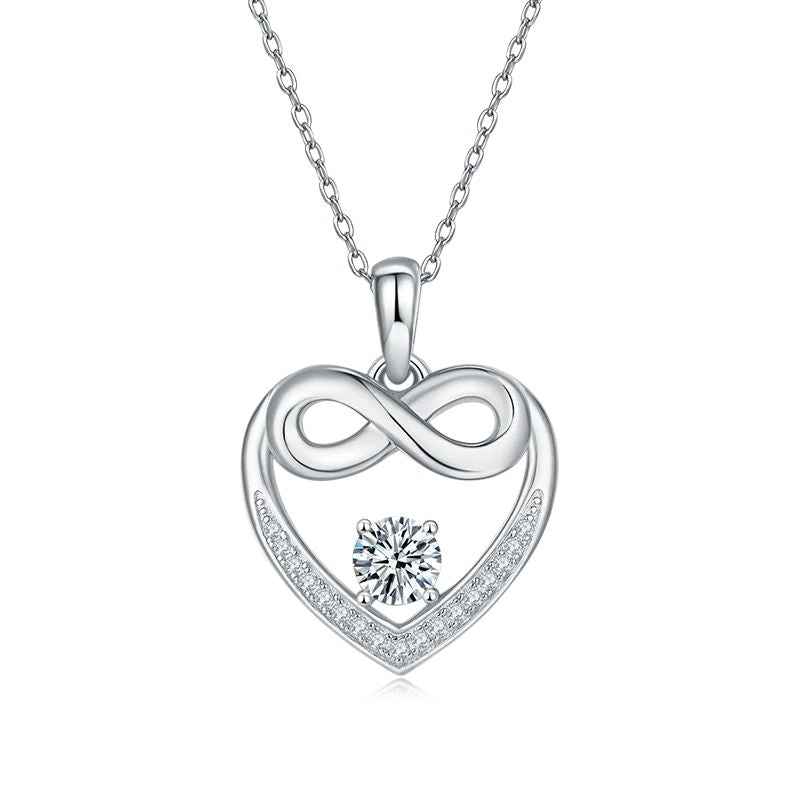 925 Sterling Silver Moissanite Infinity Necklace for Her