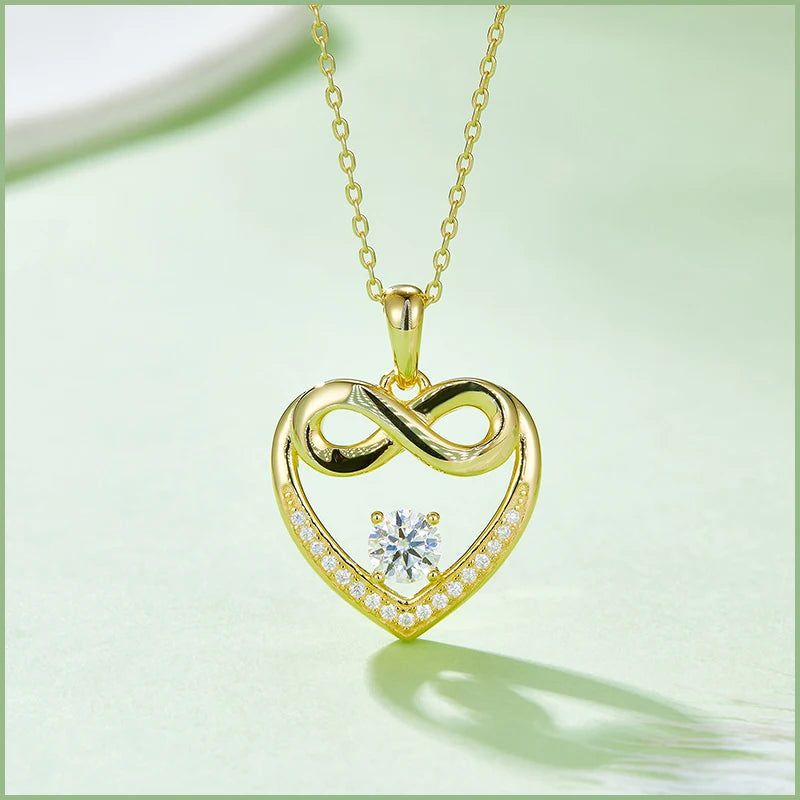 925 Sterling Silver Moissanite Infinity Necklace for Her