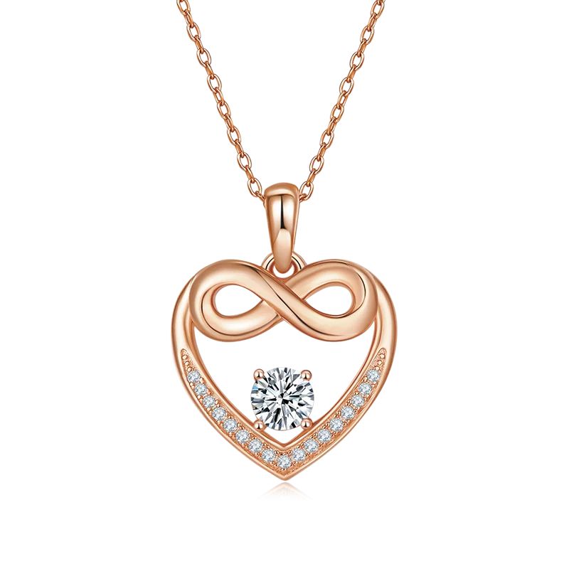 925 Sterling Silver Moissanite Infinity Necklace for Her