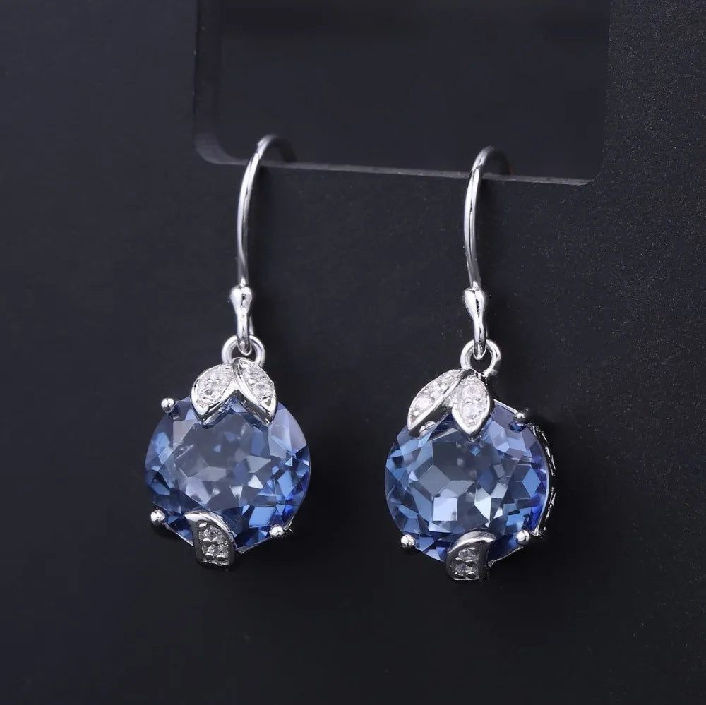 925 Sterling Silver Mystic Quartz Iolite Blue Drop Earrings