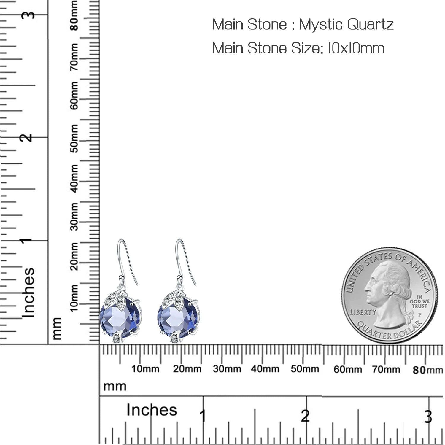 925 Sterling Silver Mystic Quartz Iolite Blue Drop Earrings