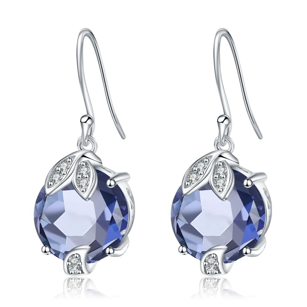 925 Sterling Silver Mystic Quartz Iolite Blue Drop Earrings