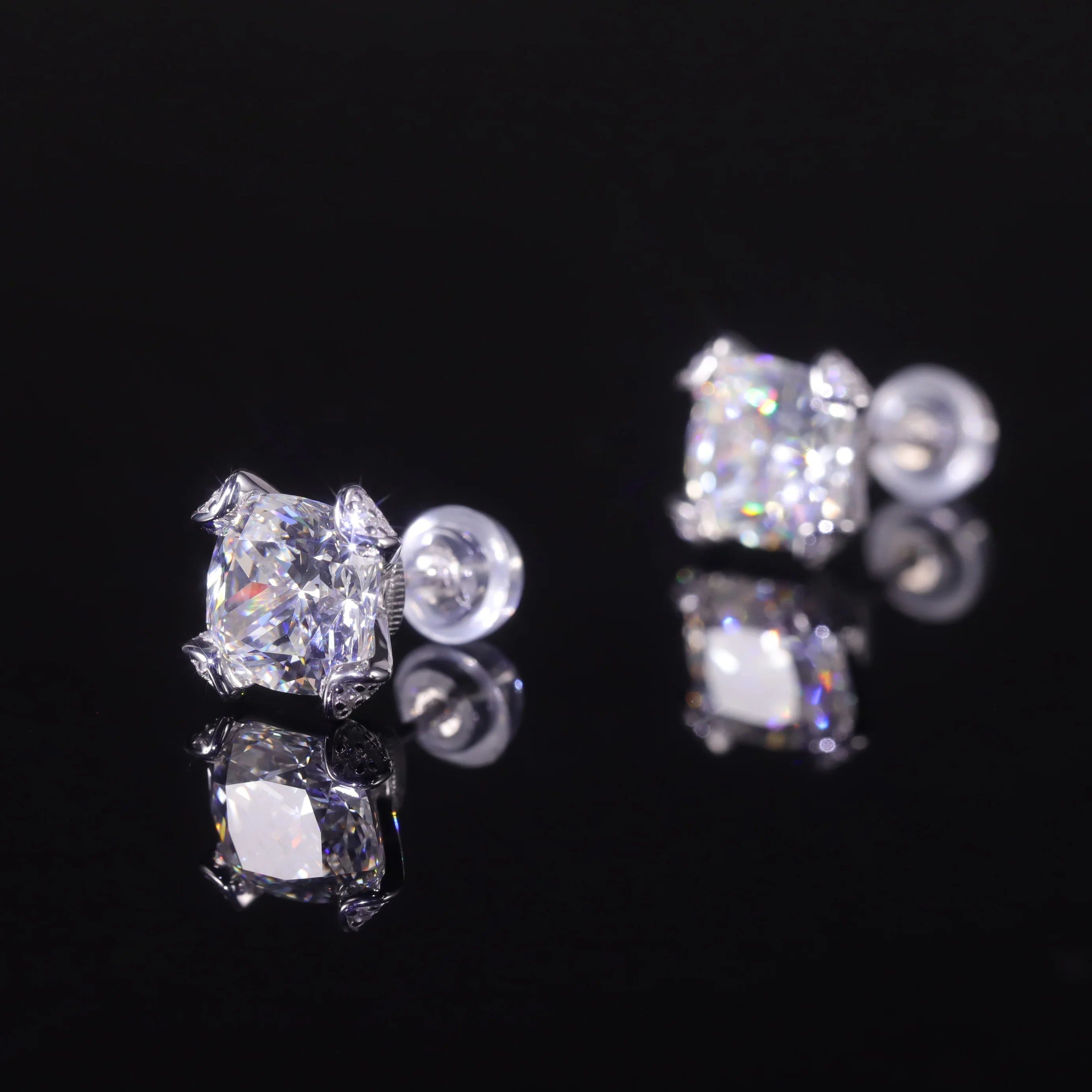 925 Sterling Silver Push Back Earrings for Men and Women Diamond-fire CZ Diamond G Color Stud Earrings