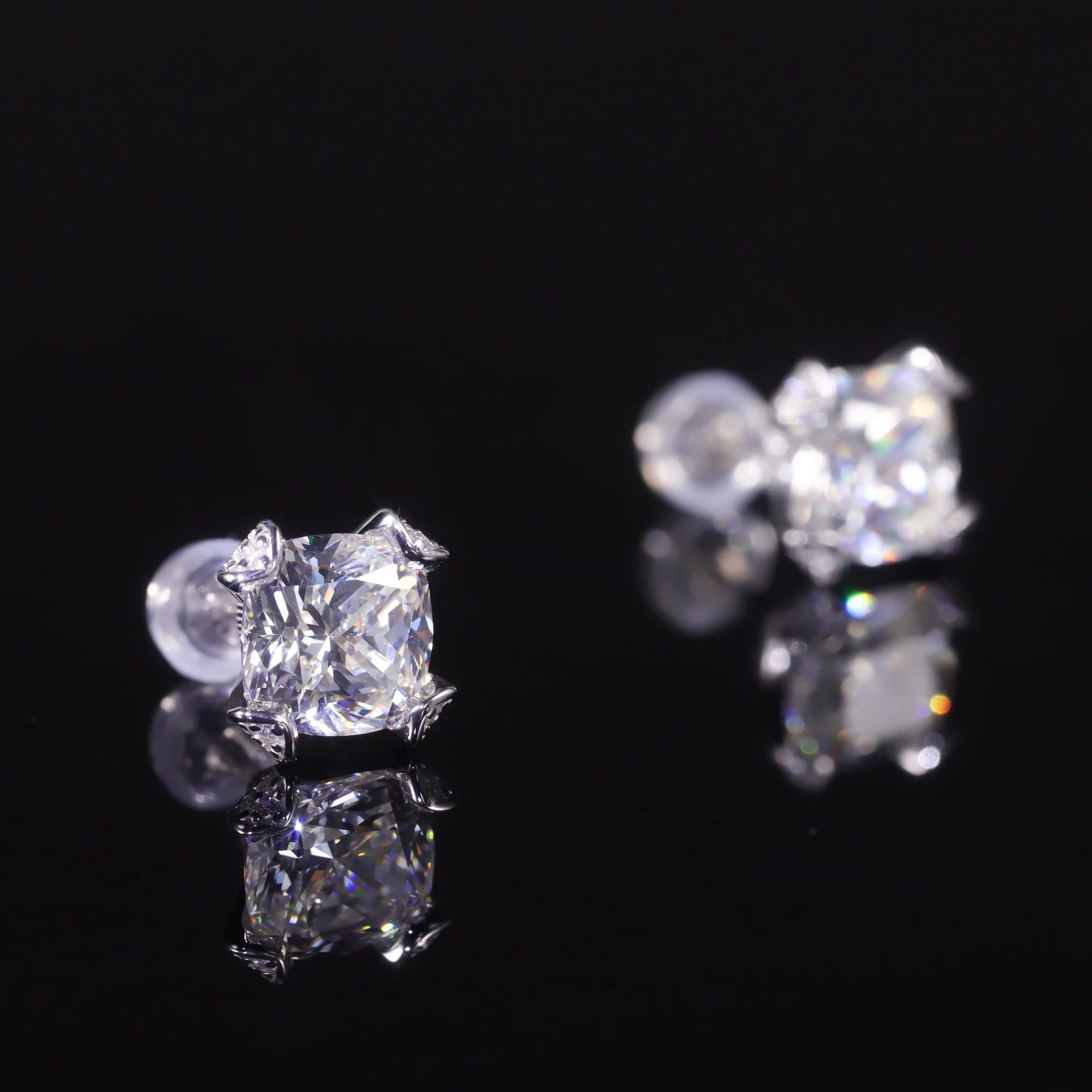 925 Sterling Silver Push Back Earrings for Men and Women Diamond-fire CZ Diamond G Color Stud Earrings