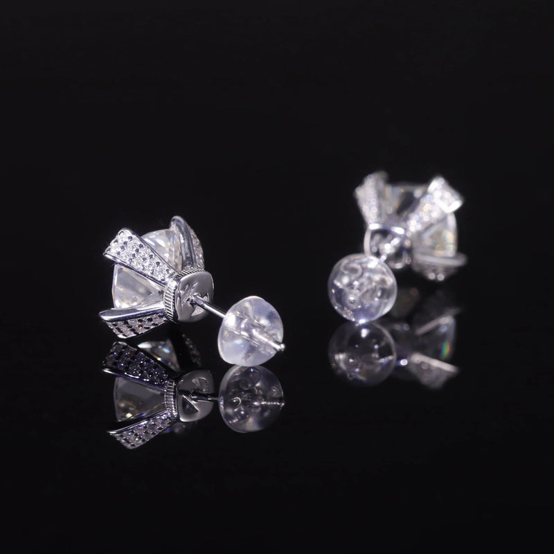 925 Sterling Silver Push Back Earrings for Men and Women Diamond-fire CZ Diamond G Color Stud Earrings