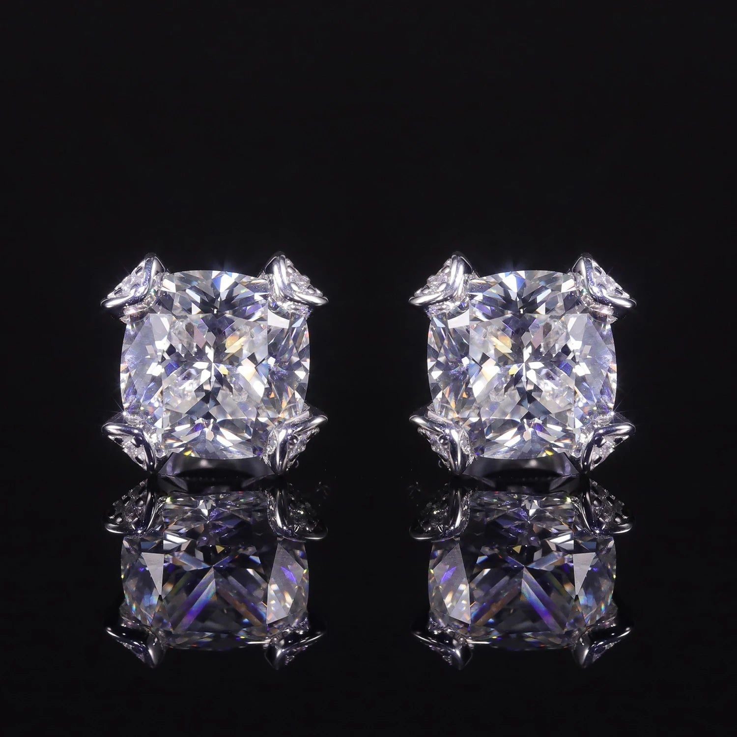 925 Sterling Silver Push Back Earrings for Men and Women Diamond-fire CZ Diamond G Color Stud Earrings