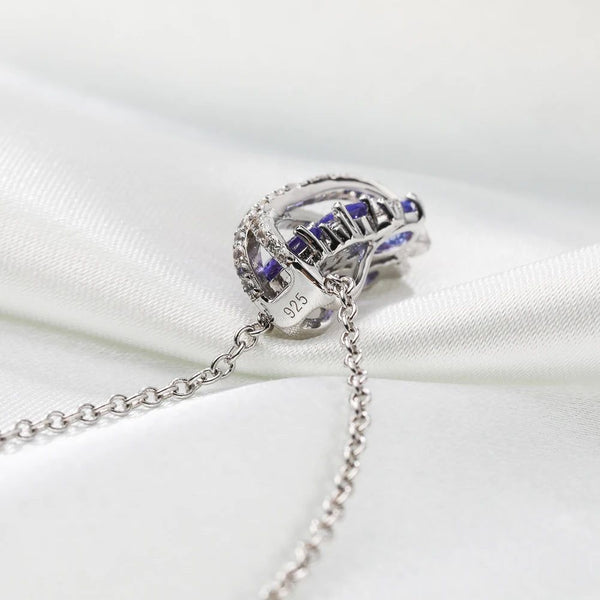 925 Sterling Silver Pendant Necklace Natural Chrome Diopside Amethyst Swiss Blue Topaz Rhodolite 1.3ct Gems Fine Jewelry-Lucid Fantasy
