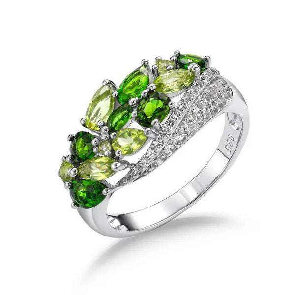 925 Sterling Silver Ring Natural Peridot/Diopside Gemstone 2ct Fine Jewelry-Lucid Fantasy