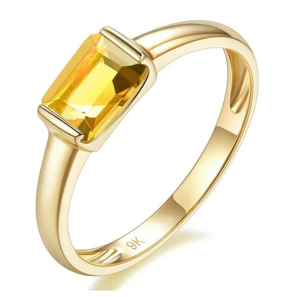 9K Gold 0.95 Carat Natural Real Amethyst Citrine Aquamarine Diopside Garnet Ring Karat Gold Jewelry Classic Simple Design-Lucid Fantasy