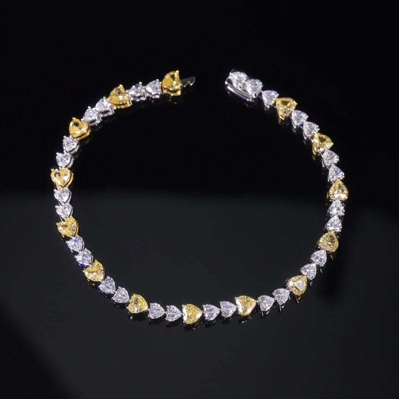 Art Deco Diamond-fire CZ Fancy Light Yellow Tennis Bracelet