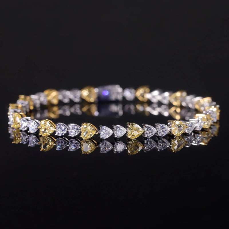 Art Deco Diamond-fire CZ Fancy Light Yellow Tennis Bracelet