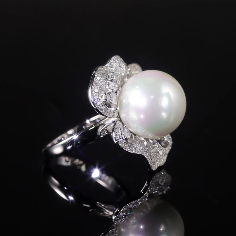 Art Deco Fresh Water Pearl Ring 925 Sterling Silver Gatsby