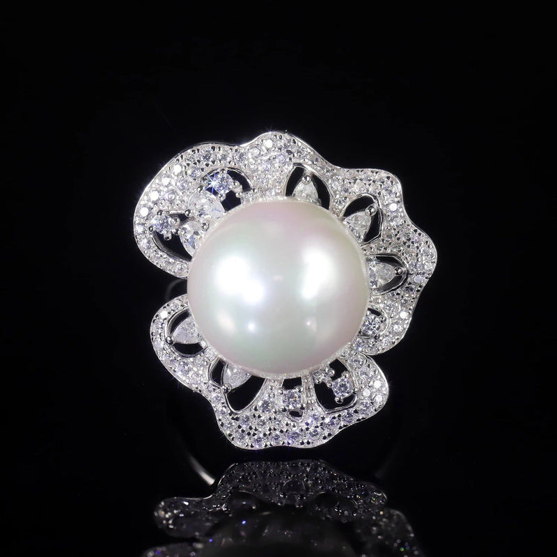 Art Deco Fresh Water Pearl Ring 925 Sterling Silver Gatsby