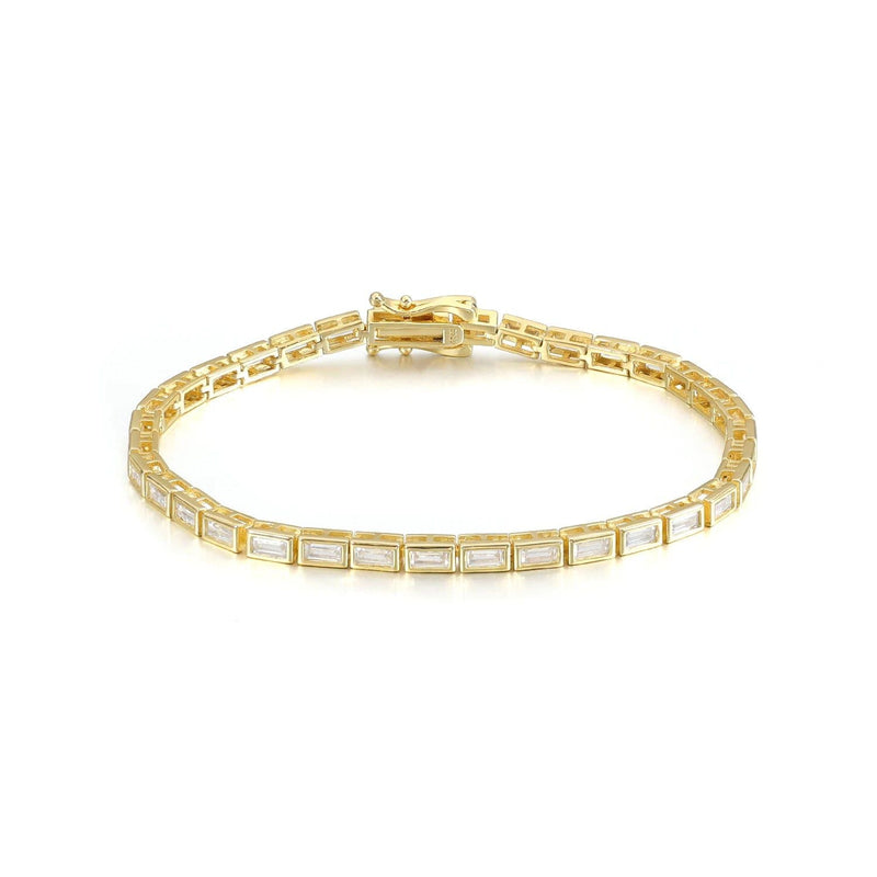 Baguette Cut Moissanite Tennis Bracelet 14K Gold for Her