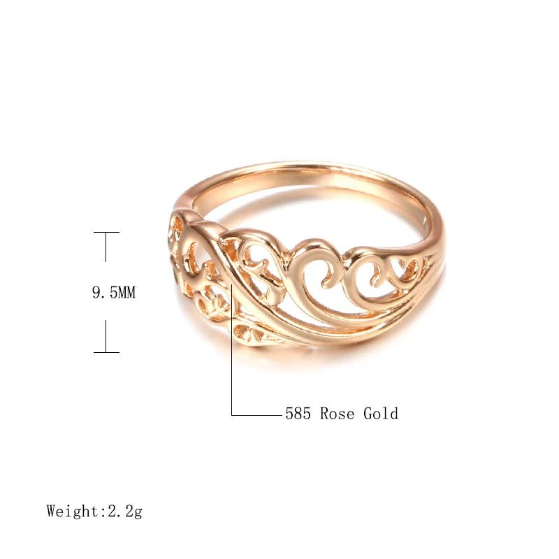 Bohemian Elegance: 2020 Rose Gold Hollow Flower Cocktail Ring with Zirconia