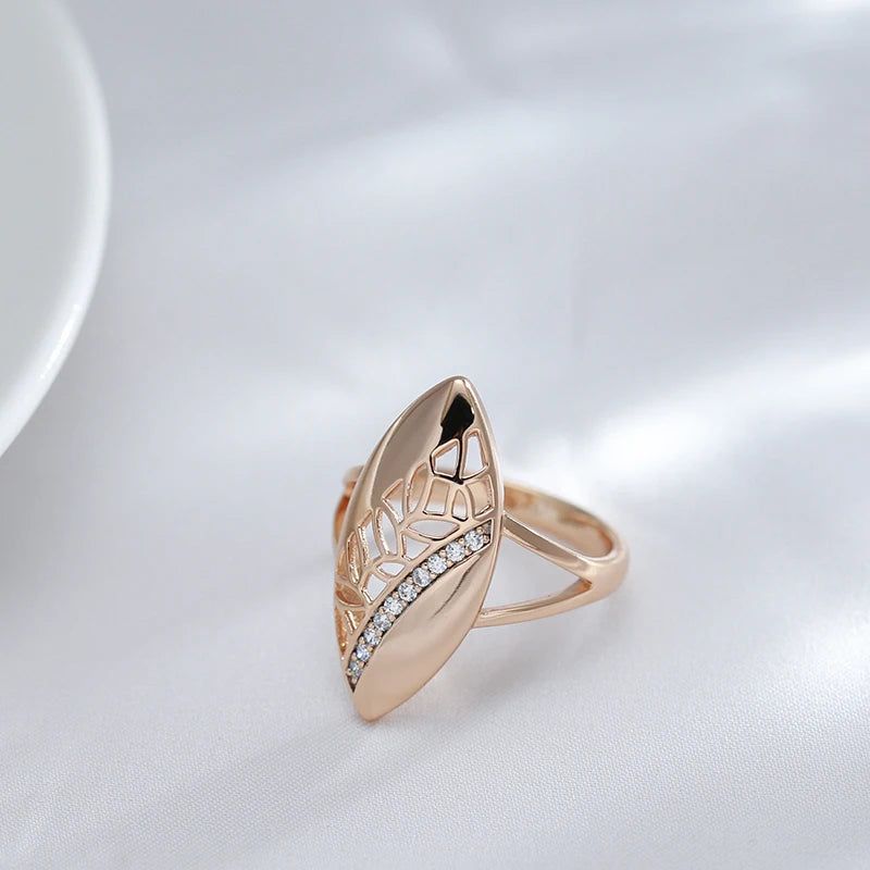 Boho Chic 585 Rose Gold Natural Zircon Cocktail Ring - Trendy Vintage Jewelry