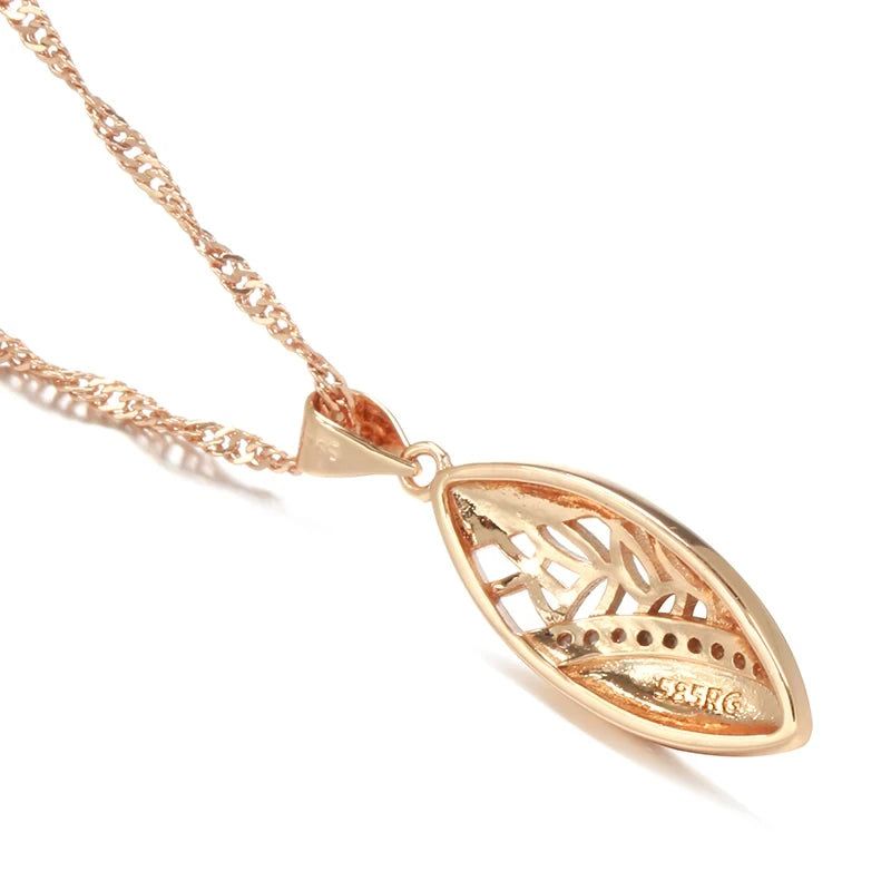 Boho Chic Rose Gold Pendant Necklace with Natural Zircon