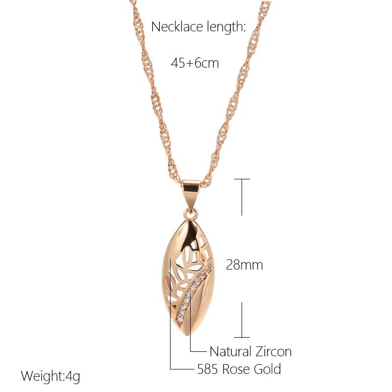 Boho Chic Rose Gold Pendant Necklace with Natural Zircon