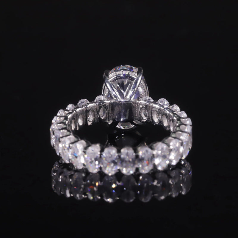 Brilliant Oval 9x13mm Diamond-fire CZ White Ring 925 Silver