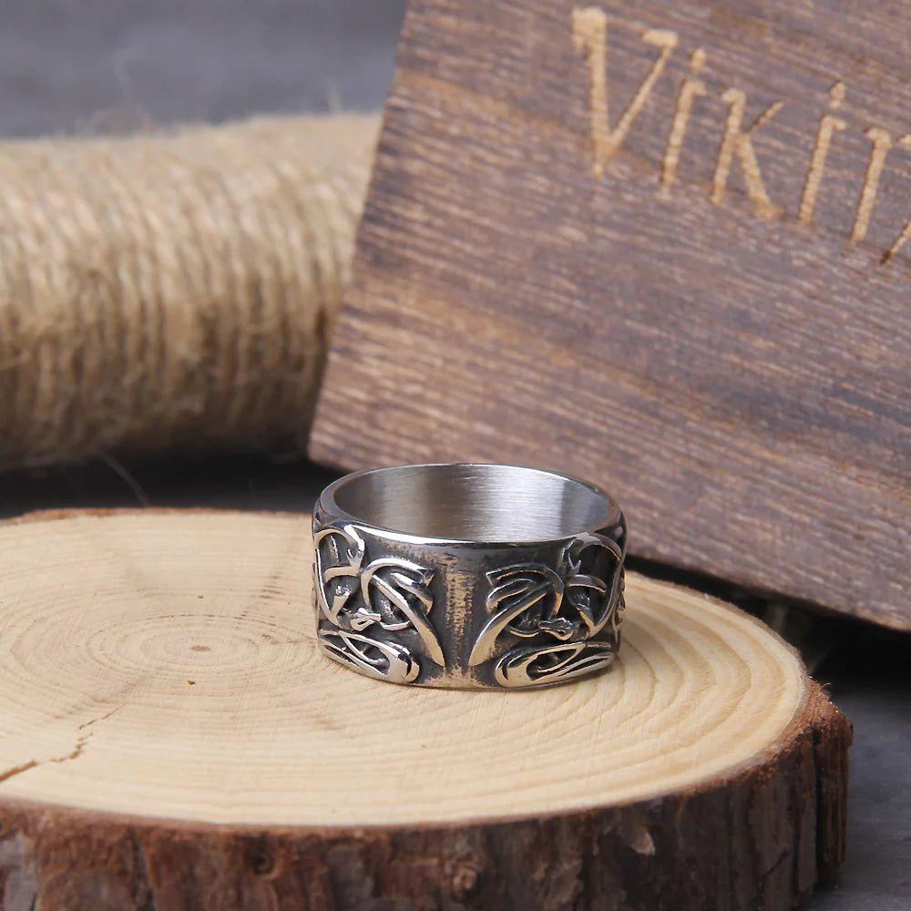 Celtics Triquetra Men's Stainless Steel Ring - Vintage Viking Amulet Jewelry Gift for Couples