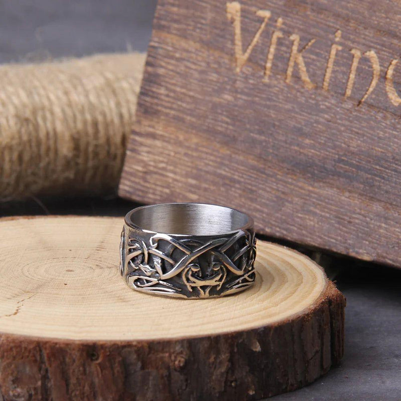 Celtics Triquetra Men's Stainless Steel Ring - Vintage Viking Amulet Jewelry Gift for Couples