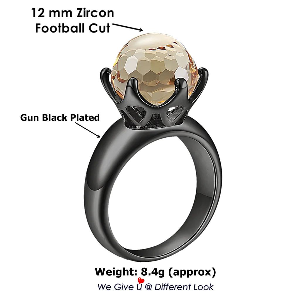 Champagne Zircon Crown Solitaire Engagement Ring in Brown Jewelry