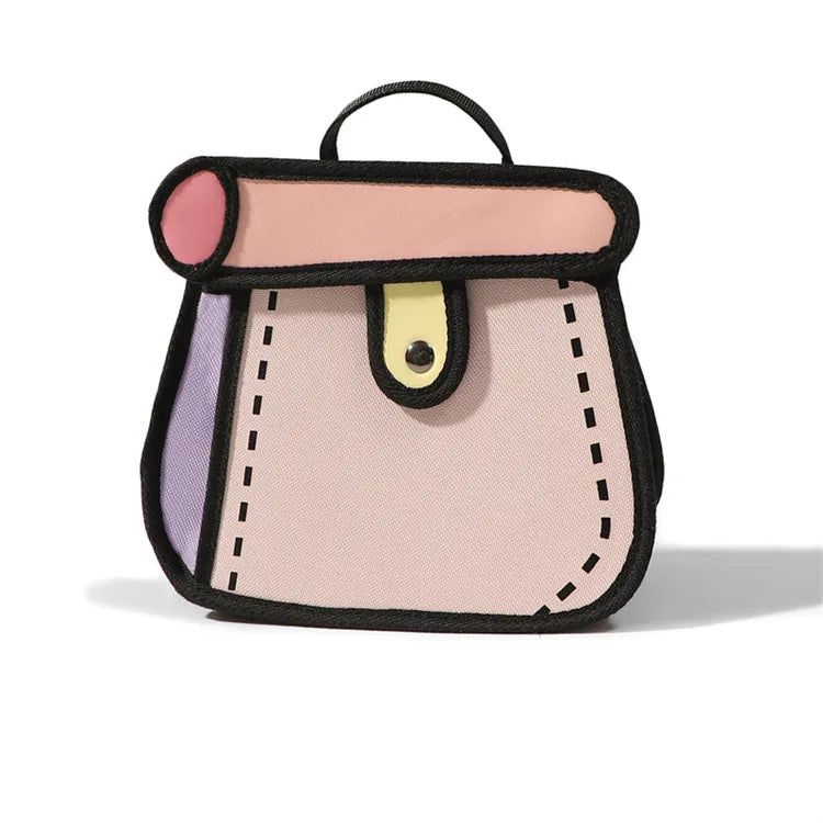 Charming 2D Cartoon Messenger Bag for Women - Trendy Crossbody Tote with Unique Design