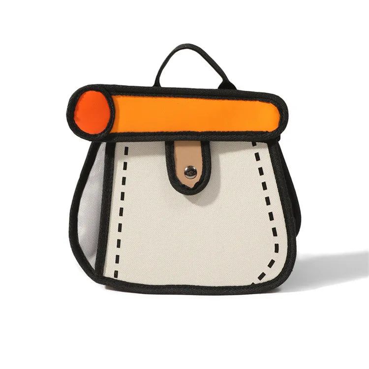 Charming 2D Cartoon Messenger Bag for Women - Trendy Crossbody Tote with Unique Design