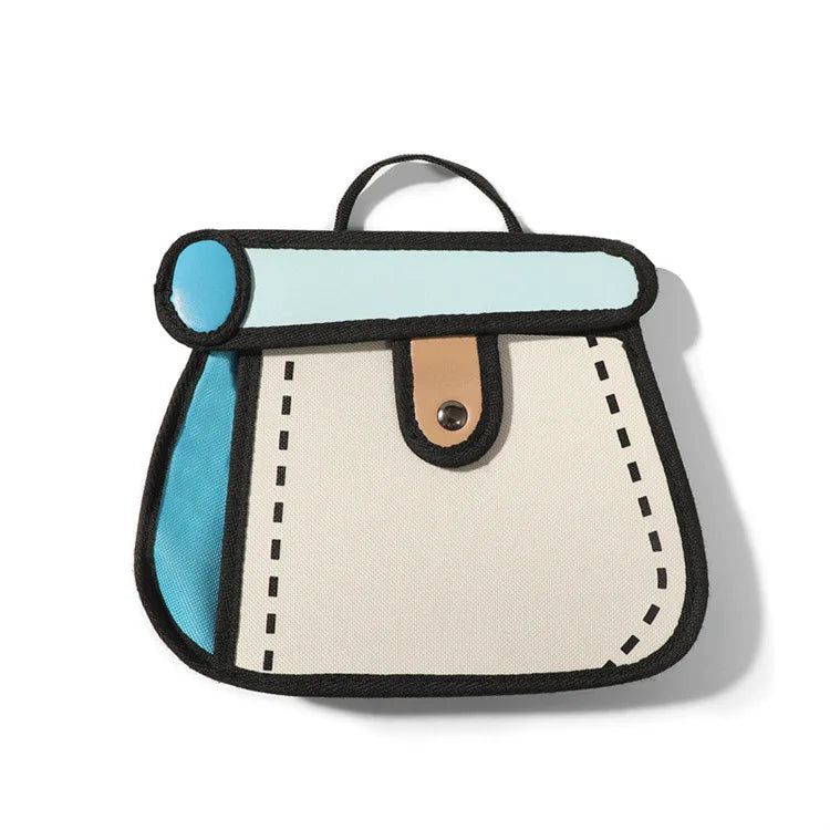 Charming 2D Cartoon Messenger Bag for Women - Trendy Crossbody Tote with Unique Design