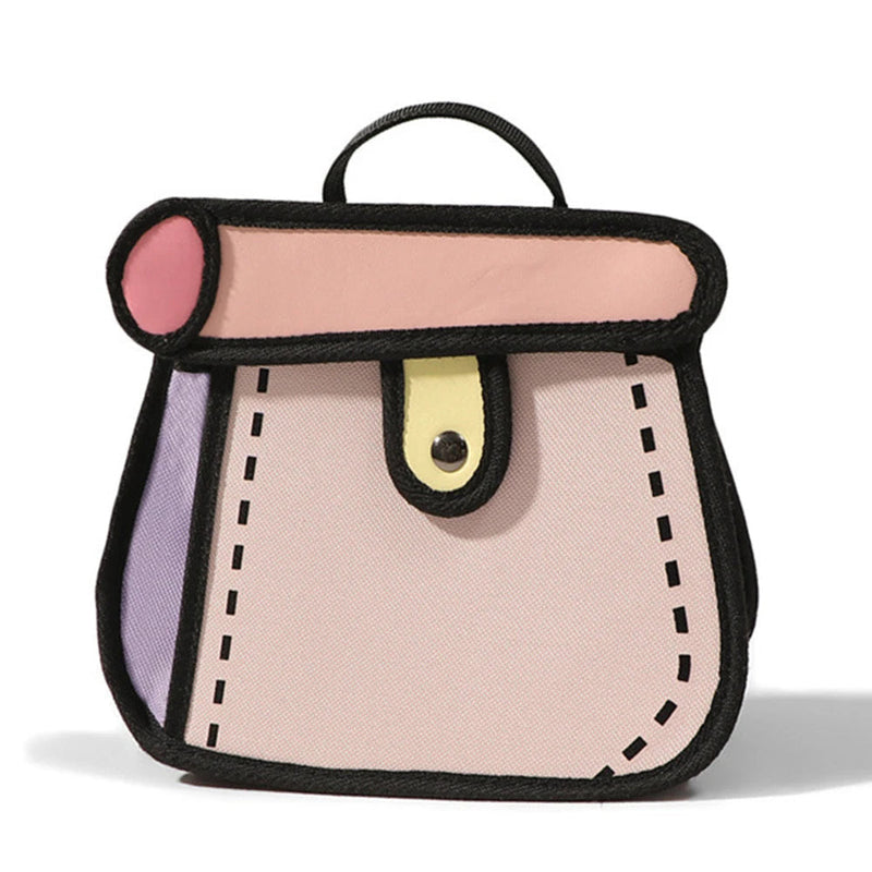 Charming 2D Cartoon Messenger Bag for Women - Trendy Crossbody Tote with Unique Design