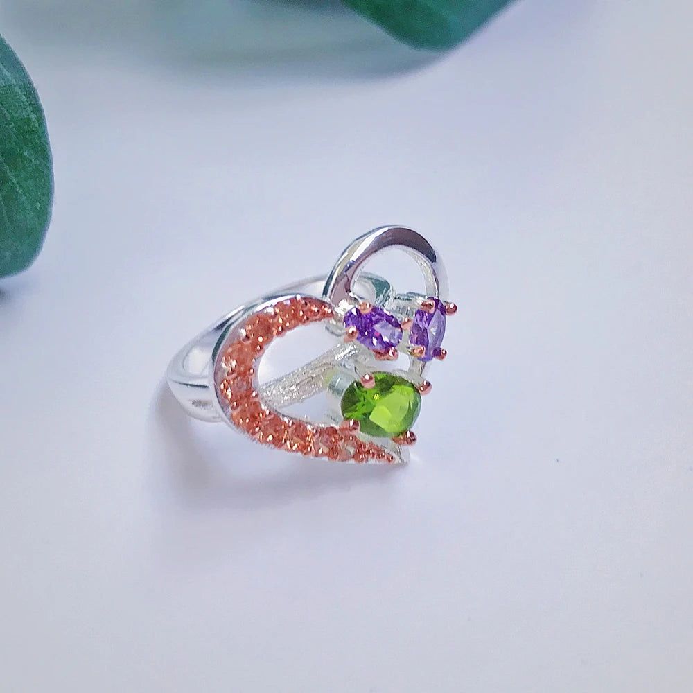 Charming Heart-Shaped Rings with Colorful Zirconia - Unique Quality Jewelry