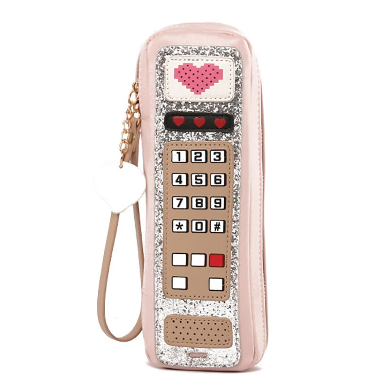 Charming Retro Phone-Inspired Mini Clutch Purse for Women