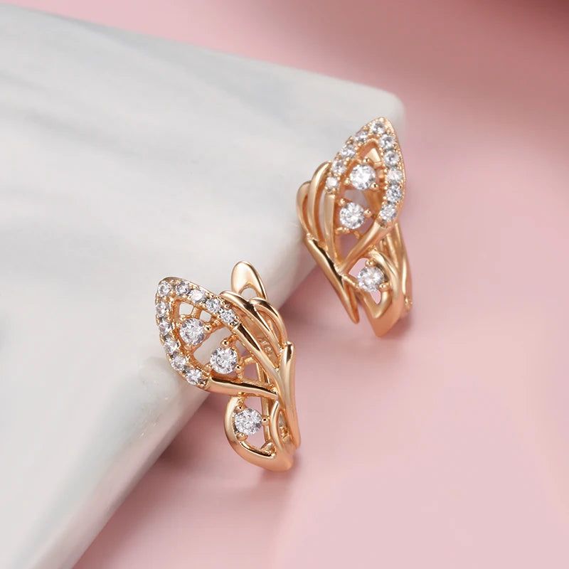 Charming Rose Gold Butterfly Dangle Earrings with Natural Zircon Accents