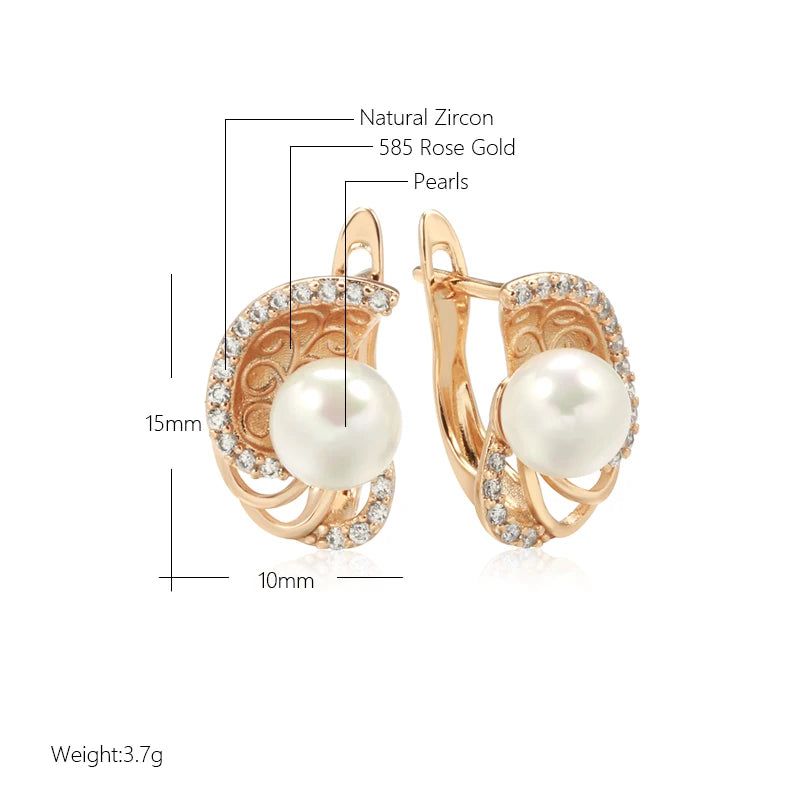 Charming Rose Gold Floral Pearl Dangle Earrings - Elegant Fashion Jewelry