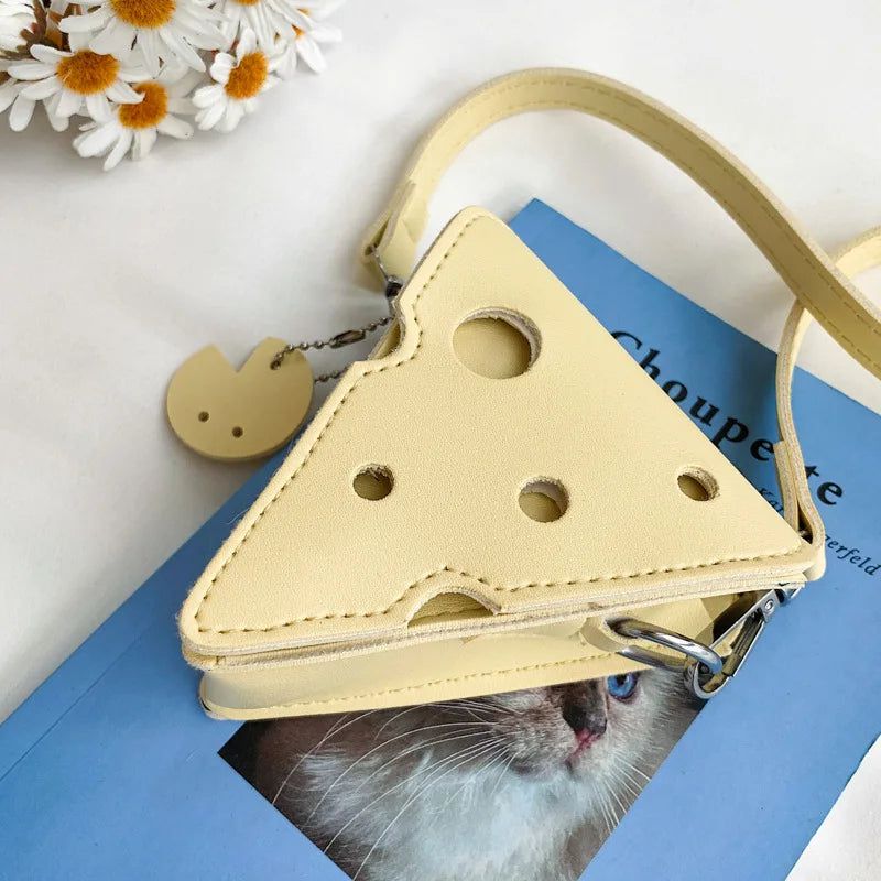 Cheese Delight Crossbody Bag for Trendy Women - Unique Holes Design Shoulder Purse and Stylish Handbag