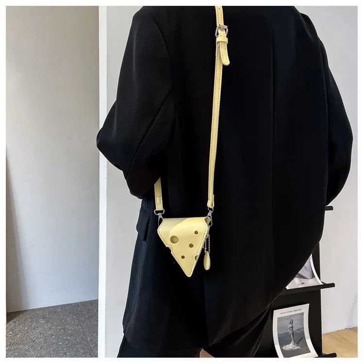 Cheese Delight Crossbody Bag for Trendy Women - Unique Holes Design Shoulder Purse and Stylish Handbag