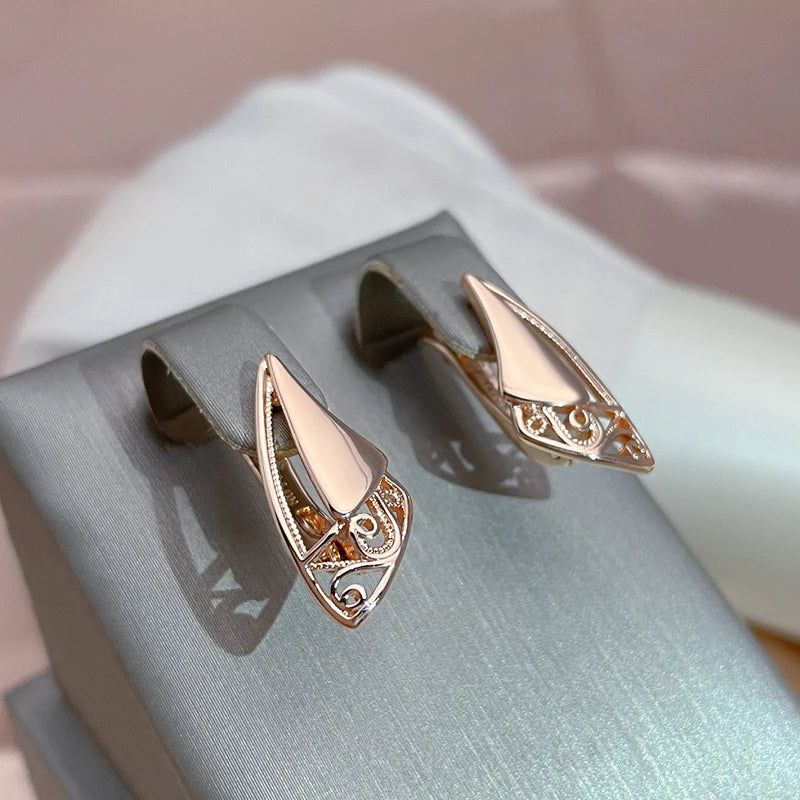 Chic 585 Rose Gold Geometric Drop Earrings - Trendsetting Fashion Jewelry